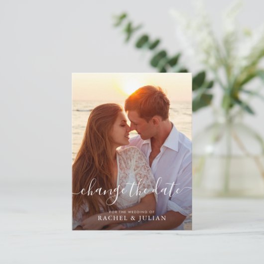 Lovely script ändern Datum Postkarte (Stehend Vorderseite)