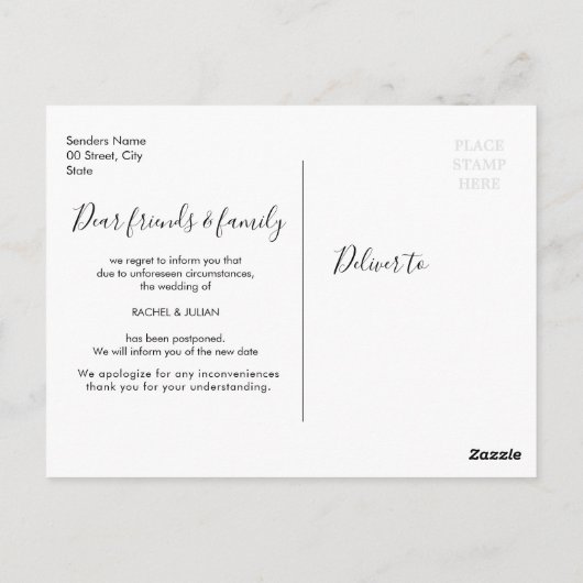 Lovely script ändern Datum Postkarte (Rückseite)