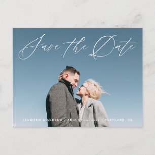 Lovely Script   Save the Date Ankündigung von Foto Postkarte
