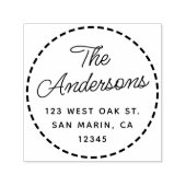 Lovely Script + Stitched Round-Rücksendeadresse Permastempel (Design)