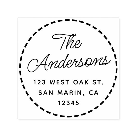 Lovely Script + Stitched Round-Rücksendeadresse Permastempel (Design)