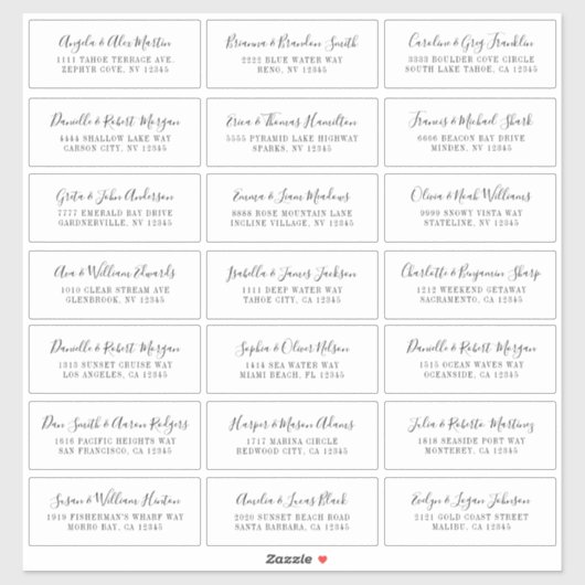 Lovely Script White Individual Address Labels (Blatt)