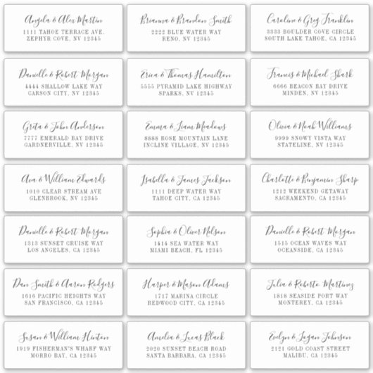 Lovely Script White Individual Address Labels (Vorderseite)