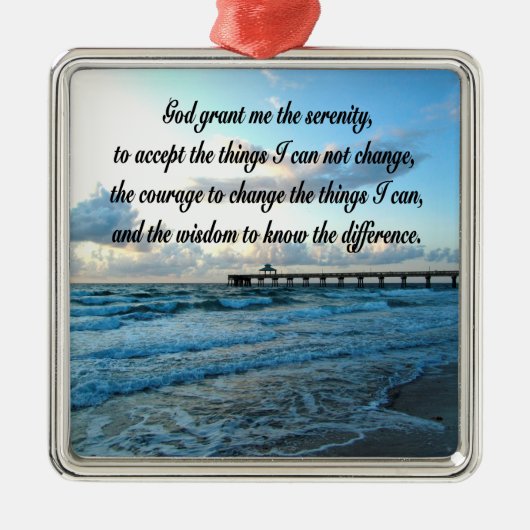 LOVELY SERENITY PRAYER OCEAN UND WAVES FOTO ORNAMENT AUS METALL (Vorne)
