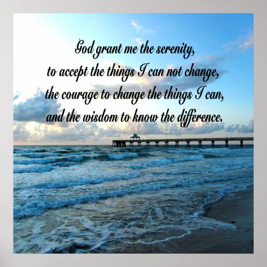 LOVELY SERENITY PRAYER OCEAN UND WAVES FOTO POSTER (Vorne)