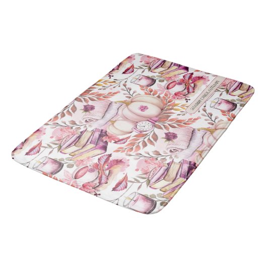 Lovely Shabby Chick Herbstmuster Badematte (Schrägansicht)