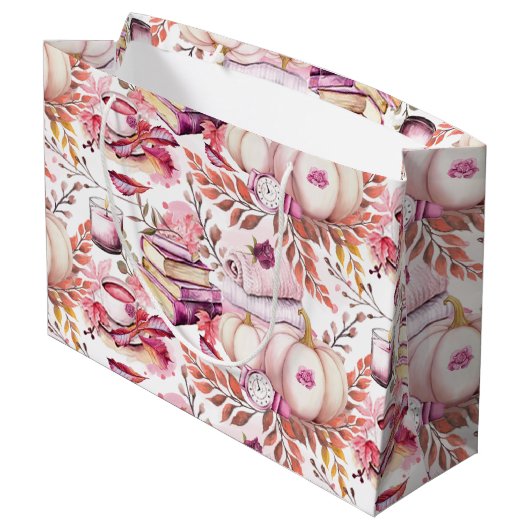 Lovely Shabby Chick Herbstmuster Große Geschenktüte (Rückseite Schrägansicht)