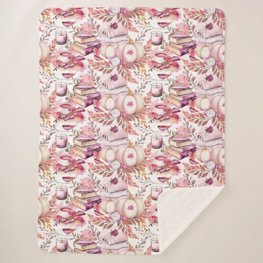 Lovely Shabby Chick Herbstmuster Sherpadecke (Vorderseite)