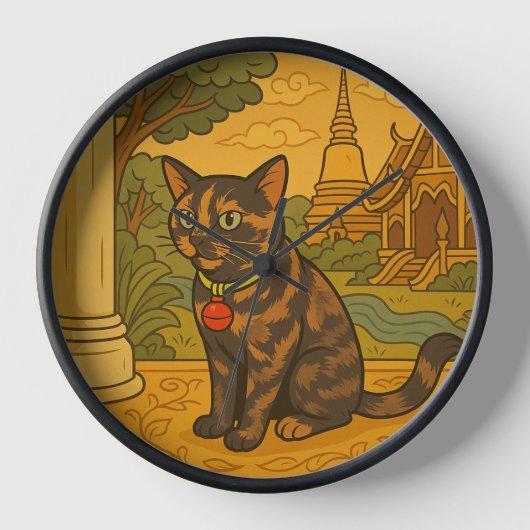 Lovely Siam Cat Clock Uhr (Vorderseite)