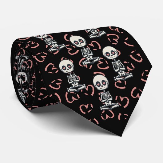 Lovely Skeleton Muster Neck Tie Krawatte (Gerollt)