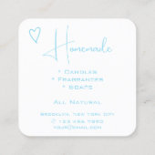 Lovely Sky Blue and White Heart mit Logo QR Code Quadratische Visitenkarte (Rückseite)