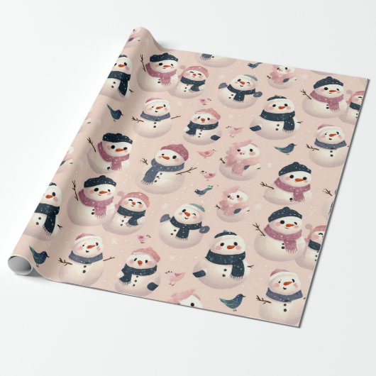 lovely snow man design geschenkpapier (Ungerollt)