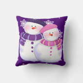 Lovely Snowman Couple Throw Kissen (Rückseite)