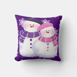 Lovely Snowman Couple Throw Kissen