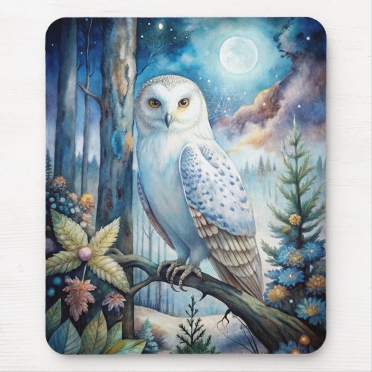 Lovely Snowy Owl Mousepad (Vorne)