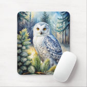 Lovely Snowy Owl Mousepad (Mit Mouse)