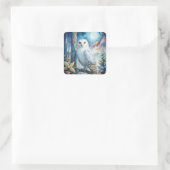 Lovely Snowy Owl Quadratischer Aufkleber (Tasche)