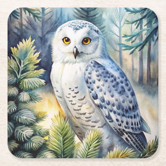 Lovely Snowy Owl Rechteckiger Pappuntersetzer (Vorderseite)