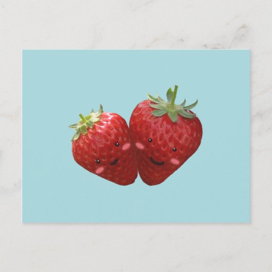 Lovely Strawberry Couple Postcard Postkarte (Vorderseite)