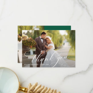 Lovely Stylish Calligraphy Wedding Dankeskarte