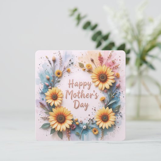 Lovely Sunflowers 3D Mother's Day Karte (Stehend Vorderseite)