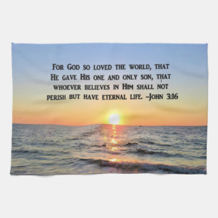 LOVELY SUNRISE JOHN 3:16 STADT GESCHIRRTUCH