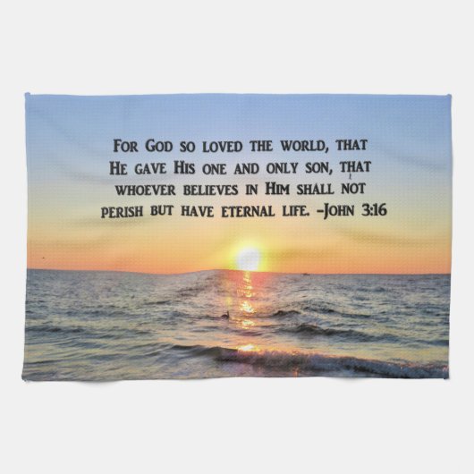LOVELY SUNRISE JOHN 3:16 STADT GESCHIRRTUCH (Horizontal)