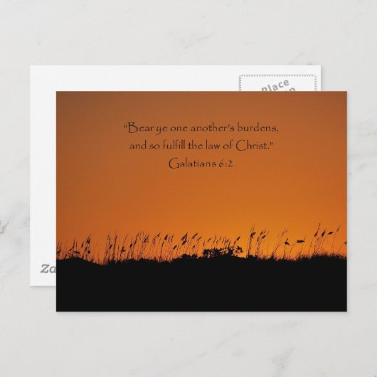 Lovely Sunset Galations 6:2 Scripting Post Card Postkarte (Vorne/Hinten)