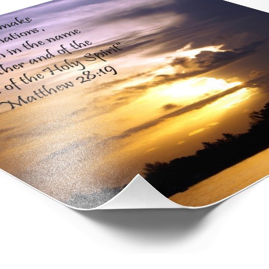 Lovely Sunset Scripture Verse Matthew 28:19 Print Fotodruck (Ecke)