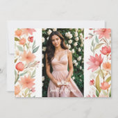 Lovely Sweet Floral Garland Spanish Photo Mis XV Einladung (Vorderseite)