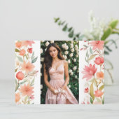 Lovely Sweet Floral Garland Spanish Photo Mis XV Einladung (Stehend Vorderseite)