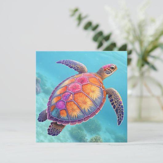 Lovely Turtle Einladung (Stehend Vorderseite)