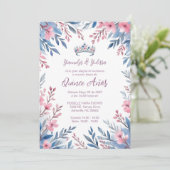 Lovely Twins Botanical Frame Tiara Spanish Photo Einladung (Stehend Vorderseite)