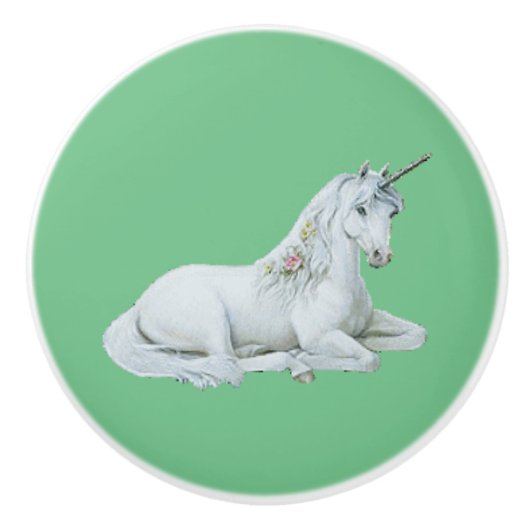 Lovely Unicorn Green Keramikknauf (Vorderseite)