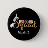 Lovely Unicorn Squad Gold Glitzer Rainbow Button (Vorderseite)