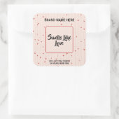 Lovely Valentine Candle Label With Editable Text  Quadratischer Aufkleber (Tasche)