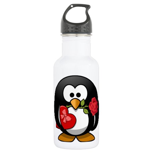 Lovely Valentine Penguin Trinkflasche (Vorderseite)