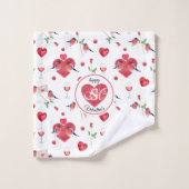 Lovely Valentine's Day Pattern | Monogrammed Badhandtuch Set (Waschlappen)