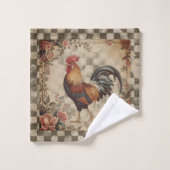Lovely Vintage Rooster and Flowers Pattern  Badhandtuch Set (Waschlappen)