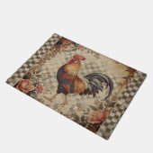 Lovely Vintage Rooster and Flowers Pattern  Fußmatte (Schrägansicht)
