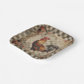 Lovely Vintage Rooster and Flowers Pattern Pappteller (Gewinkelt)