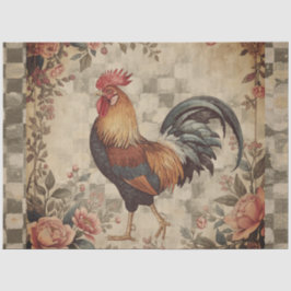 Lovely Vintage Rooster and Flowers Pattern  Seidenpapier