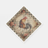 Lovely Vintage Rooster and Flowers Pattern Serviette (Ecke)