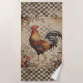 Lovely Vintage Rooster and Flowers Pattern  Strandtuch (Vorderseite)