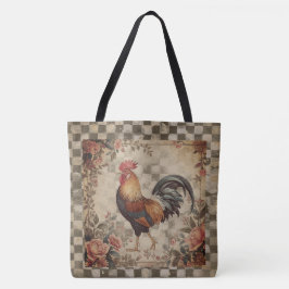 Lovely Vintage Rooster and Flowers Pattern Tasche