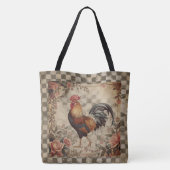 Lovely Vintage Rooster and Flowers Pattern Tasche (Rückseite)