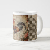 Lovely Vintage Rooster ,Flowers Pattern, Checke Jumbo-Tasse (Vorderseite Rechts)