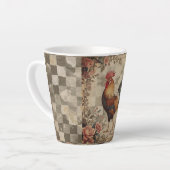 Lovely Vintage Rooster ,Flowers Pattern, Checke Milchtasse (Linke Ecke)