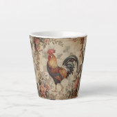 Lovely Vintage Rooster ,Flowers Pattern, Checke Milchtasse (Vorderseite)