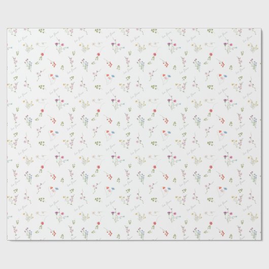 Lovely Watercolor Flower Wrapping Paper Geschenkpapier (Flach)
